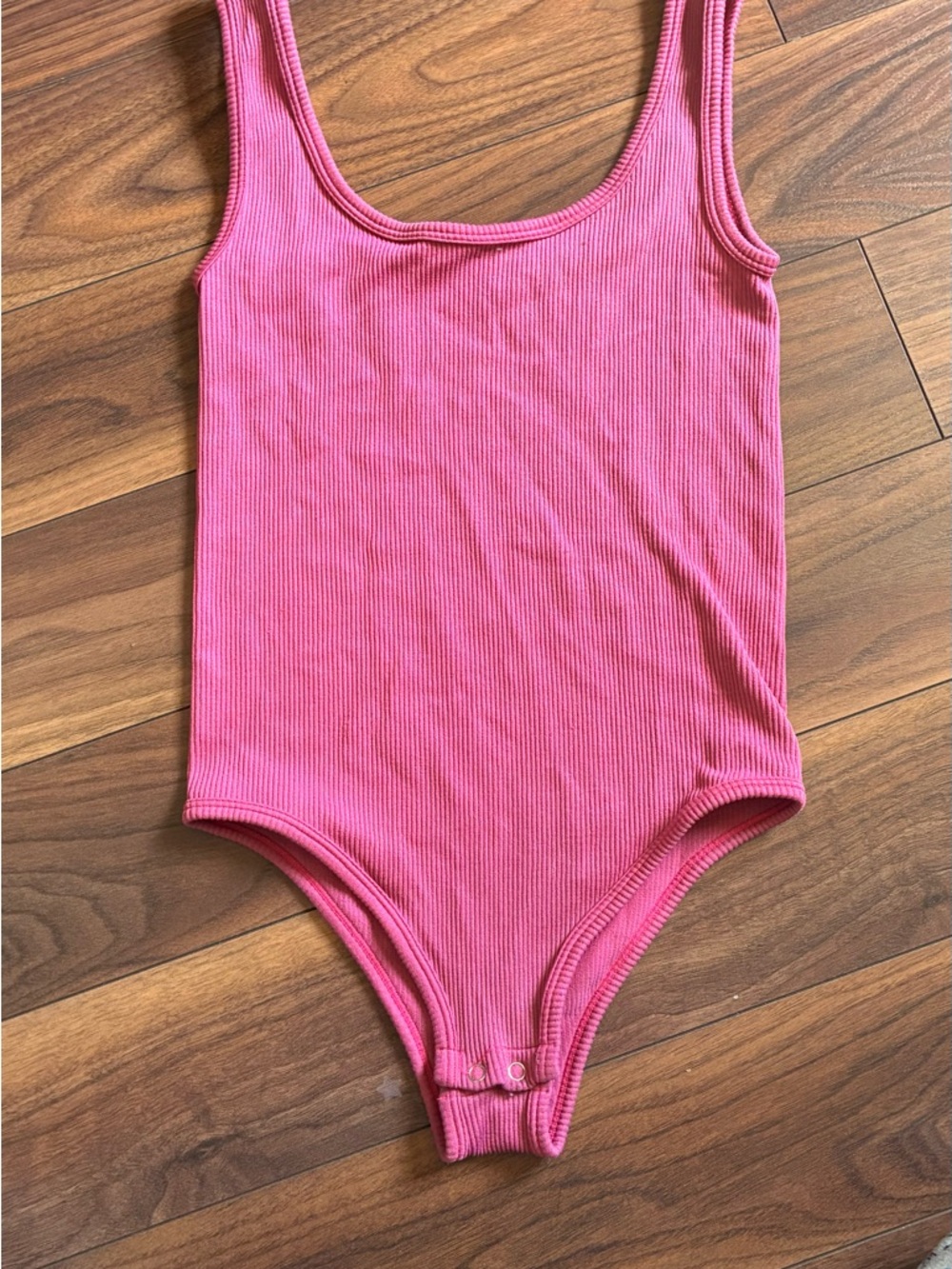 Ribbed Pink Tank Bodysuit